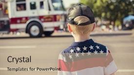  Presentation with marching band - Presentation design featuring marching band - kids watching an independence day background and a soft green colored foreground