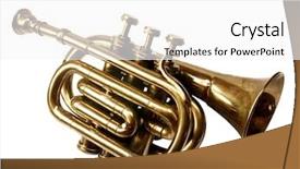  Presentation with trumpet - Colorful slides enhanced with marching band - vintage trumpet bb over white backdrop and a white colored foreground
