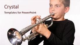  Presentation with marching band - PPT theme having marching band - young boy playing instrument background and a lemonade colored foreground