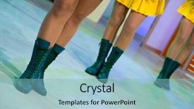  Presentation with marching band - Beautiful presentation theme featuring marching band - young woman in authentic retro backdrop and a light blue colored foreground