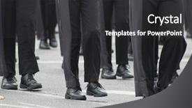  Presentation with marching band - Beautiful PPT layouts featuring marching band detail of feet backdrop and a dark gray colored foreground
