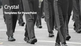  Presentation with marching band - Slide deck with marching band detail of feet background and a dark gray colored foreground