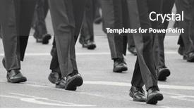  Presentation with marching band - Colorful PPT theme enhanced with marching band detail of feet backdrop and a dark gray colored foreground