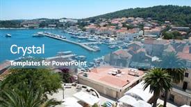  Presentation with panorama old tbilisi - Slide set consisting of marco polo - panoramic view over korcula old background and a teal colored foreground