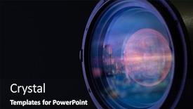  Presentation with lens - Presentation theme having marco-shot-of-a-lens background and a wine colored foreground