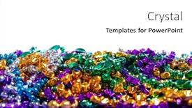  Presentation with mardi - Colorful theme enhanced with mardi-gras-beads-on-white backdrop and a white colored foreground