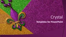  Presentation with purple gold - Slides having mardi-gras-beads-with-fleur and a violet colored foreground