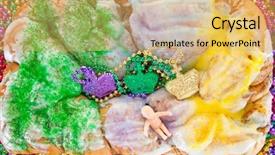  Presentation with mardi - Slides enhanced with mardi gras cake with beads background and a yellow colored foreground