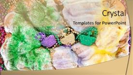  Presentation with mardi - Theme with mardi gras cake with beads background and a lemonade colored foreground