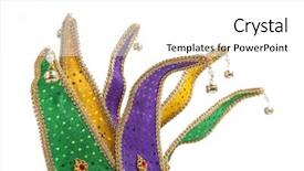  Presentation with mardi - Colorful presentation theme enhanced with mardi gras jester mask crown backdrop and a white colored foreground