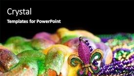  Presentation with mardi gras - PPT theme having mardi-gras-king-cake background and a black colored foreground
