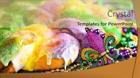  Presentation with mardi - Amazing theme having mardi-gras-king-cake backdrop and a blonde colored foreground