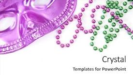  Presentation with mardi gras - Colorful PPT layouts enhanced with mardi-gras-mask-and-beads backdrop and a white colored foreground
