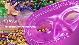  Presentation with mardi - Amazing theme having mardi grasl cake and mask with beads backdrop and a purple colored foreground