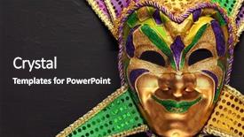  Presentation with mardigras - Slide deck enhanced with mardigras - colorful mardi gras mask background background and a dark gray colored foreground