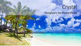  Presentation with paradise island - Presentation design enhanced with mare - dream holidays in tropical paradise background and a light blue colored foreground