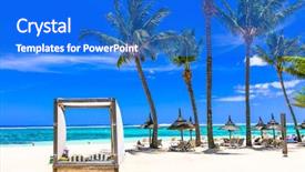  Presentation with holidays - Presentation design featuring relaxing tropical holidays white sandy background and a cobalt blue colored foreground