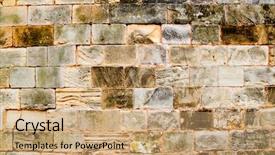 Presentation with stone masonry - Presentation theme featuring mares sandstone stone masonry wall in majorca balearic islands background and a coral colored foreground
