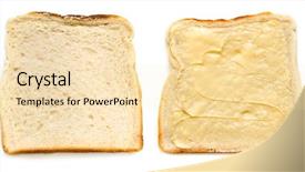  Presentation with bread - Colorful slides enhanced with margarin - slices of white bread isolated backdrop and a lemonade colored foreground