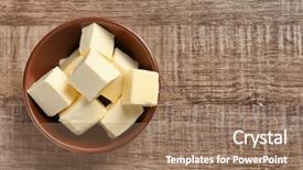  Presentation with margarine - PPT theme consisting of margarine - bowl with cubes of butter background and a coral colored foreground