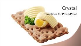  Presentation with margarine - Presentation theme featuring margarine - brown crisp bread and butter background and a white colored foreground