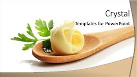  Presentation with margarine - Presentation design having margarine - butter curl on wooden spoon background and a white colored foreground