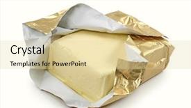  Presentation with margarine - Presentation theme having margarine - butter in gold foil isolated background and a lemonade colored foreground