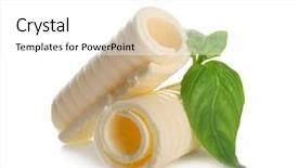  Presentation with margarine - Presentation design with margarine - delicious butter curls and basil background and a white colored foreground