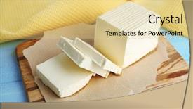  Presentation with cutting board - Audience pleasing slide deck consisting of margarine - fresh butter on cutting board backdrop and a blonde colored foreground