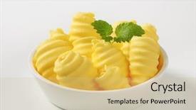  Presentation with margarine - Theme enhanced with margarine - homemade butter shavings decorated background and a coral colored foreground