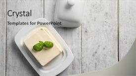  Presentation with margarine - Colorful PPT theme enhanced with margarine - piece of delicious butter backdrop and a light gray colored foreground