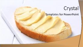  Presentation with butter - Audience pleasing slide set consisting of margarine - slice of white bread backdrop and a sky blue colored foreground