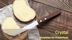  Presentation with butter - Beautiful theme featuring margarine - tasty bread and butter backdrop and a tawny brown colored foreground