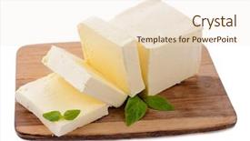  Presentation with margarine - Slide set with margarine - tasty butter on wooden cutting background and a lemonade colored foreground