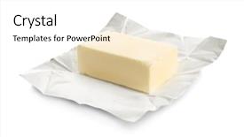  Presentation with margarine - Audience pleasing slide deck consisting of margarine - whole block of butter backdrop and a white colored foreground