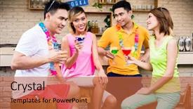  Presentation with scan bar codes - Beautiful presentation design featuring margaritas - friends sitting at bar holding backdrop and a red colored foreground