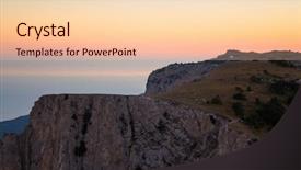  Presentation with sea shore - Slides featuring marge - picturesque big rock near sea background and a lemonade colored foreground