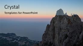  Presentation with sea shore - Beautiful theme featuring marge - picturesque resort town near sea backdrop and a light blue colored foreground