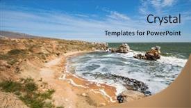  Presentation with sea shore - Presentation design having marge - shore front of sea background and a  colored foreground