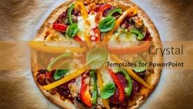  Presentation with baking - PPT theme featuring margherita-pizza-on-baking-paper background and a gold colored foreground