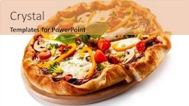 Presentation with pizza - Presentation theme featuring margherita-pizza-on-white-background background and a gold colored foreground