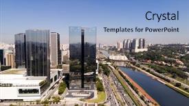  Presentation with aerial - Theme having margin - aerial view of itaim bibi background and a light blue colored foreground
