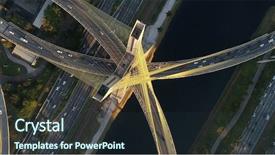  Presentation with analysis risk top view - Colorful presentation design enhanced with margin - top view of estaiada bridge backdrop and a wine colored foreground