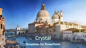 Presentation with canal - Presentation theme with maria della salute venice italy background and a ocean colored foreground