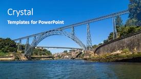  Presentation with water river - Beautiful presentation design featuring maria-pia-bridge-over backdrop and a teal colored foreground