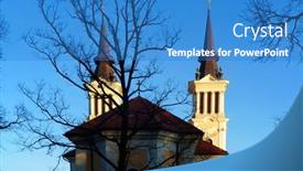  Presentation with romania - Cool new presentation design with maria-radna-franciscan-monastery backdrop and a teal colored foreground