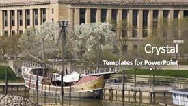  Presentation with columbus - PPT theme consisting of maria replica in columbus ohio background and a  colored foreground