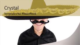  Presentation with mariachi - Beautiful theme featuring mariachi - funny mexican with sombrero hat backdrop and a yellow colored foreground
