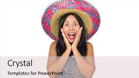  Presentation with mariachi - PPT layouts enhanced with mariachi - young attractive woman wearing sombrero background and a lemonade colored foreground