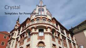  Presentation with corner - Beautiful theme featuring maribor-slovenia-april-03-ludwig backdrop and a light blue colored foreground